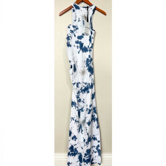 New DES PHEMMES Crystal-Embellished Tie-Dye Maxi Dress Women’s SIZE 2 (38) - Picture 6 of 15